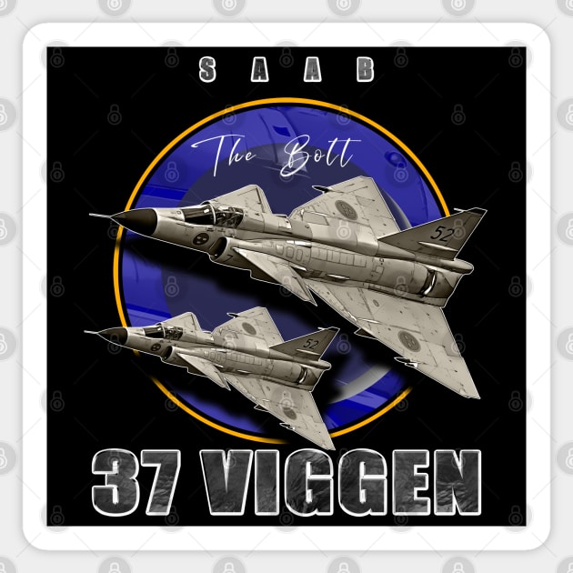 Saab 37 Viggen Swedish Multi Combat Aircraft Sticker by aeroloversclothing